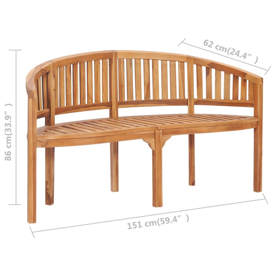 Bananenbank 151 cm massief teakhout - Afbeelding 7
