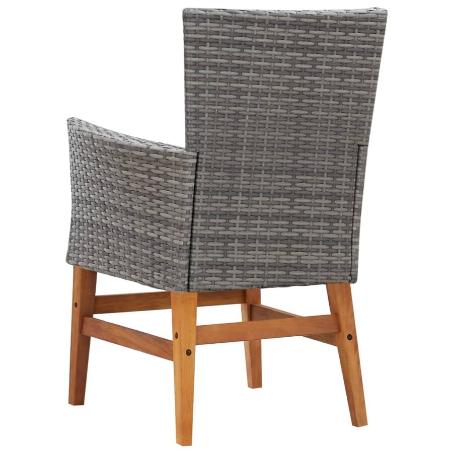9-delige Tuinset poly rattan en acaciahout grijs - Afbeelding 9