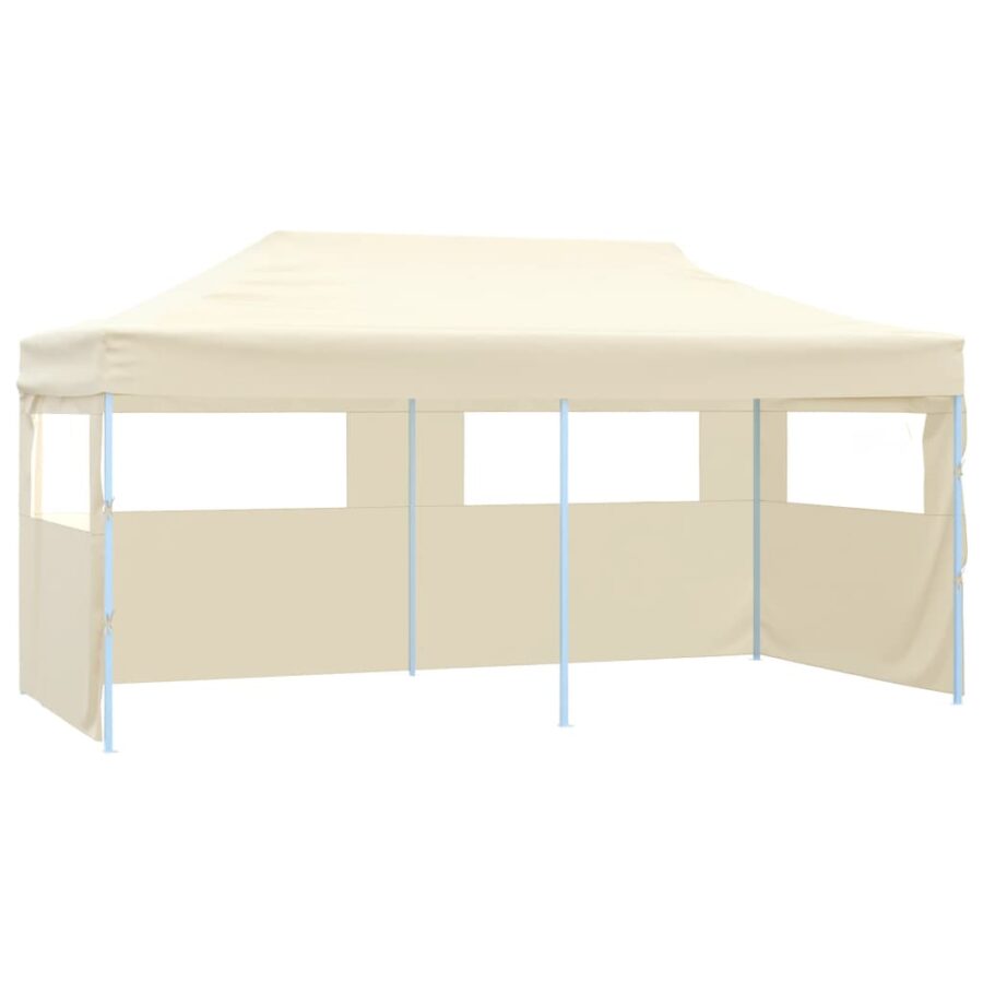 Partytent met 4 zijwanden inklapbaar 3x6 m staal crème