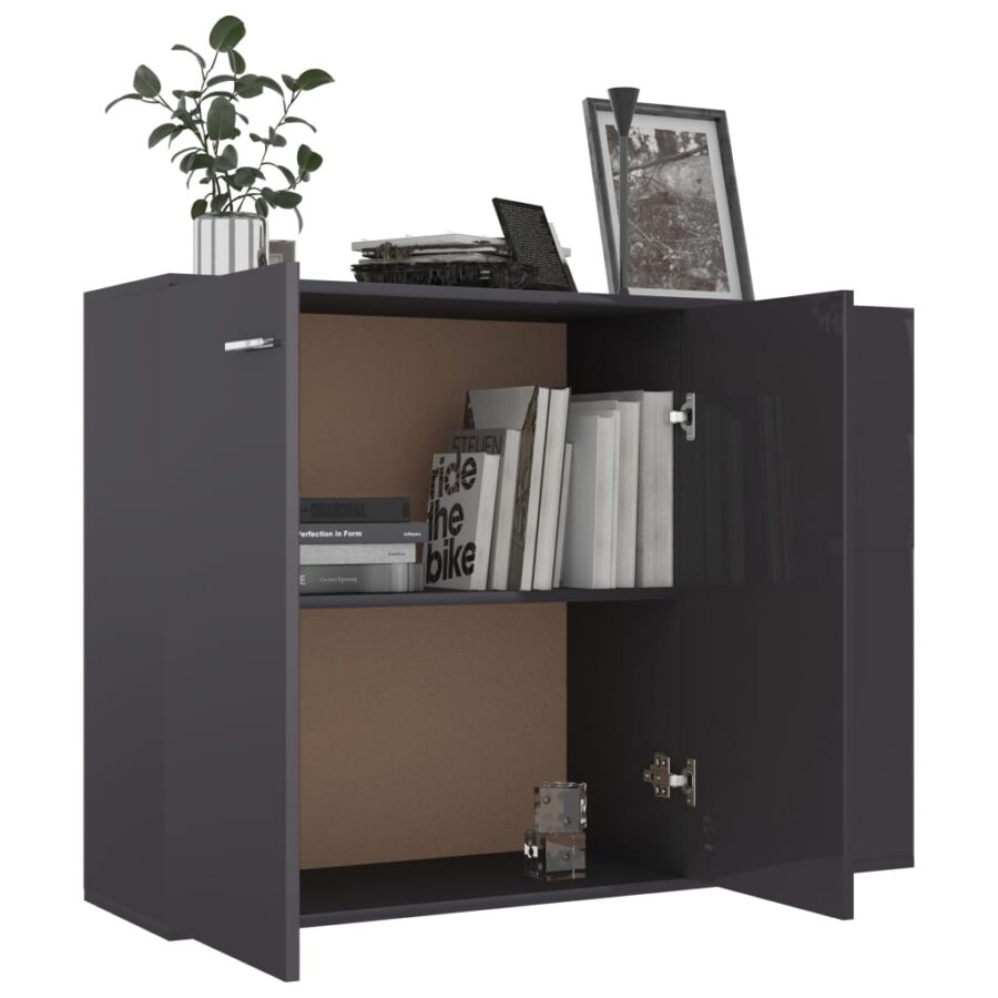 Dressoir 105x30x75 cm bewerkt hout grijs - Afbeelding 4