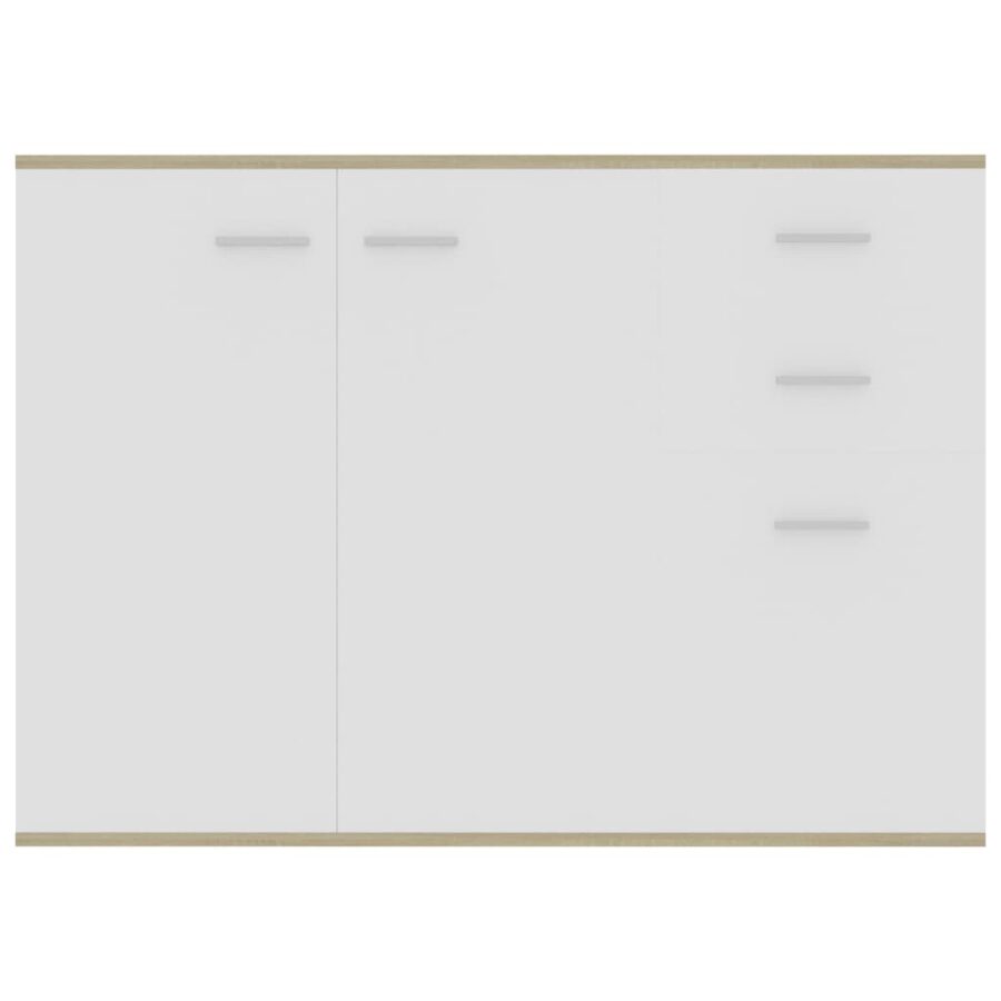 Dressoir 105x30x75 cm bewerkt hout wit en sonoma eikenkleurig - Afbeelding 6