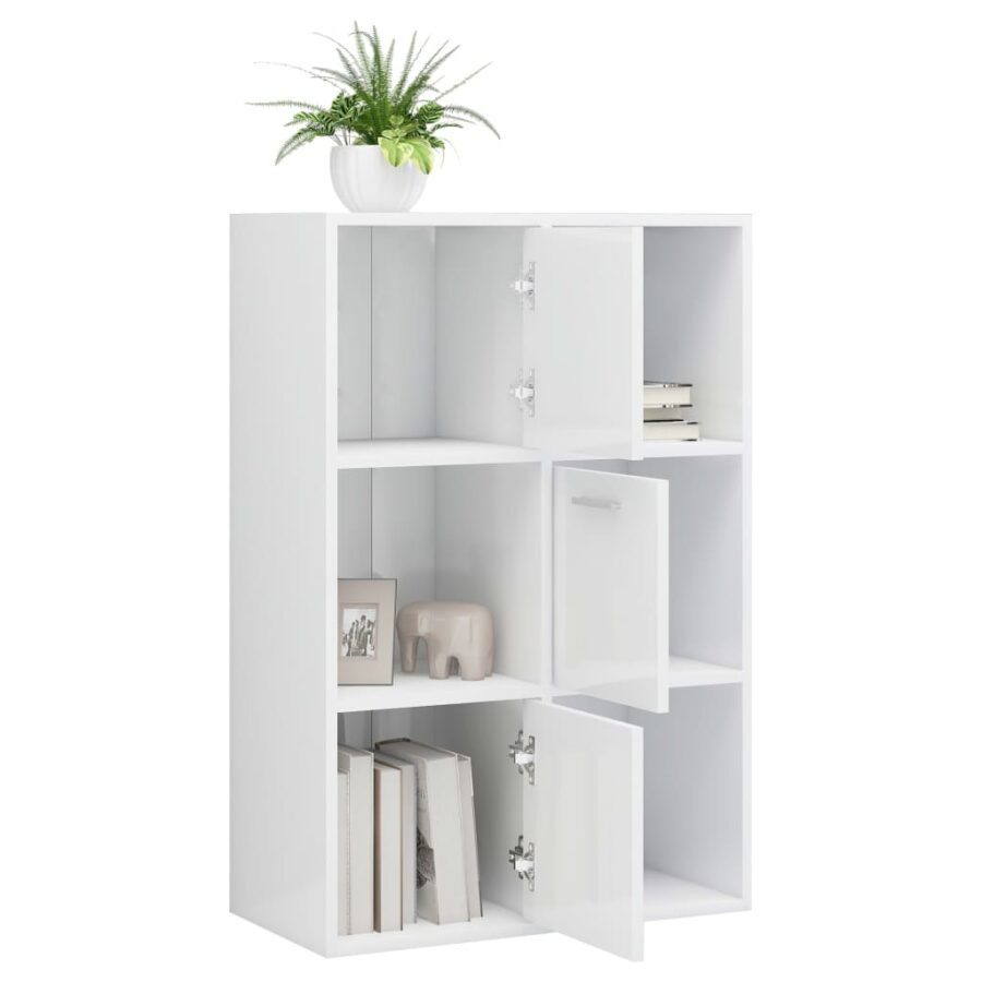 Opbergkast 60x29,5x90 cm bewerkt hout hoogglans wit - Afbeelding 5