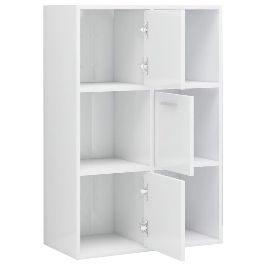 Opbergkast 60x29,5x90 cm bewerkt hout hoogglans wit - Afbeelding 6
