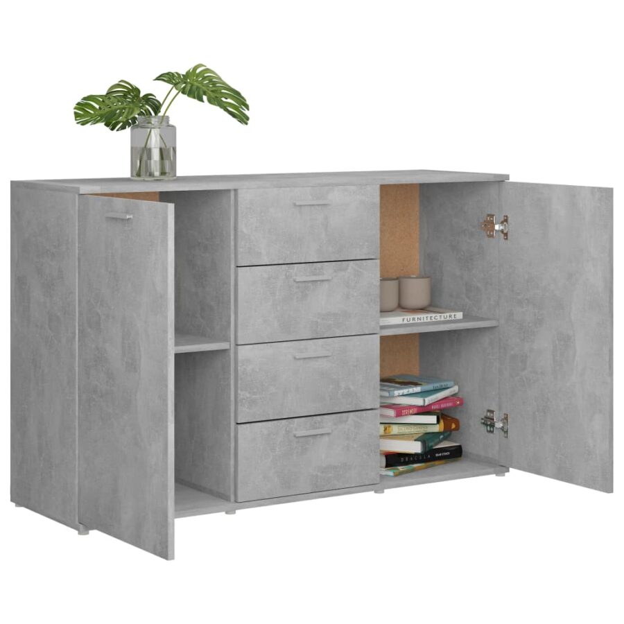 Dressoir 120x35,5x75 cm bewerkt hout betongrijs - Afbeelding 5