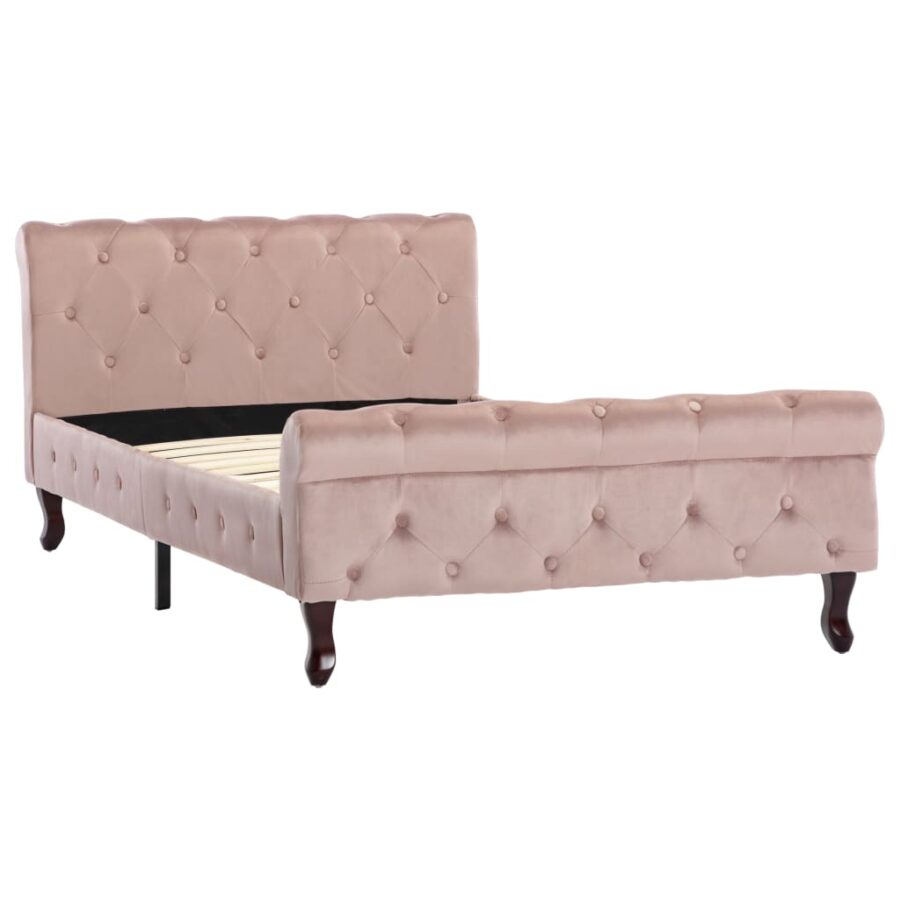 Bedframe fluweel roze 100x200 cm - Afbeelding 2