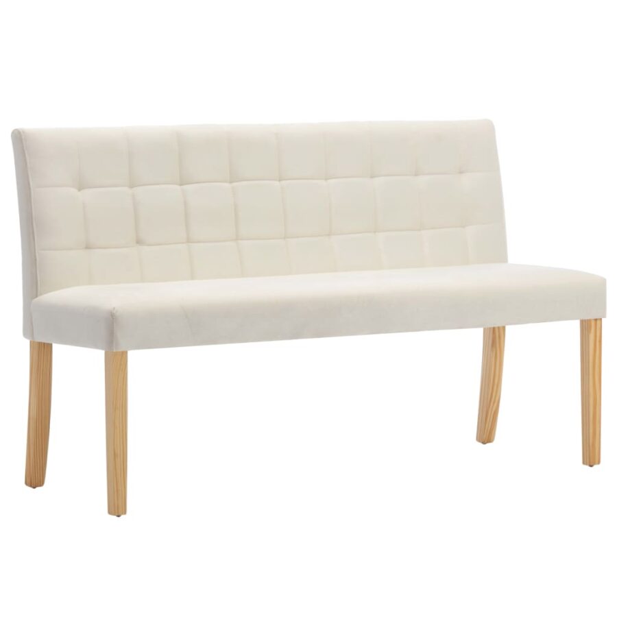 Bankje 140 cm fluweel crèmekleurig - Afbeelding 2