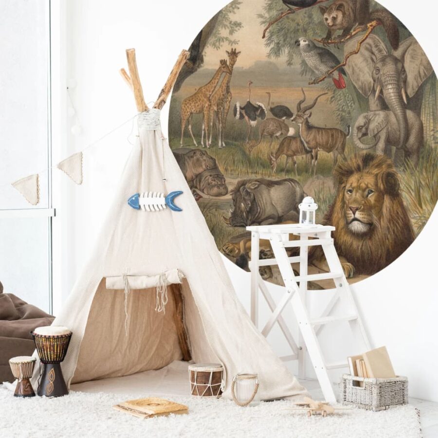 WallArt Behangcirkel Animals of Africa 142,5 cm - Afbeelding 3