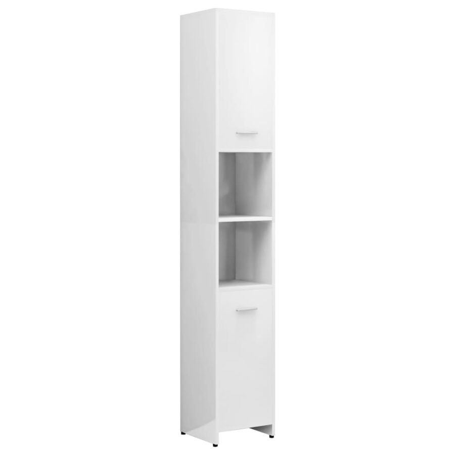 Badkamerkast 30x30x183,5 cm bewerkt hout hoogglans wit - Afbeelding 2