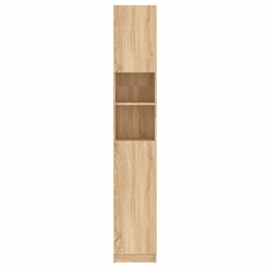 Badkamerkast 32x25,5x190 cm bewerkt hout sonoma eikenkleurig - Afbeelding 5