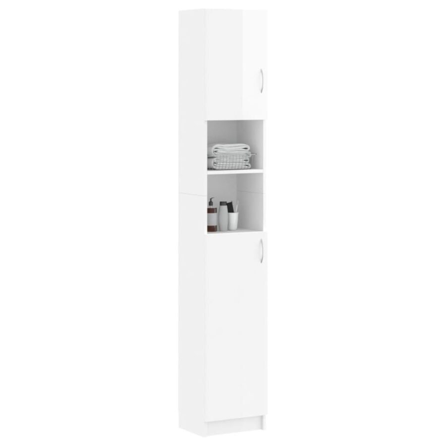Badkamerkast 32x25,5x190 cm bewerkt hout hoogglans wit - Afbeelding 3