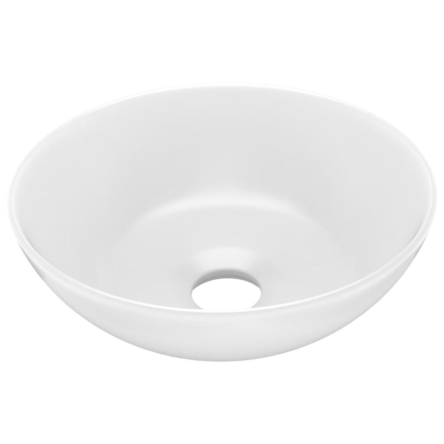 Wastafel rond keramiek matwit - Afbeelding 2