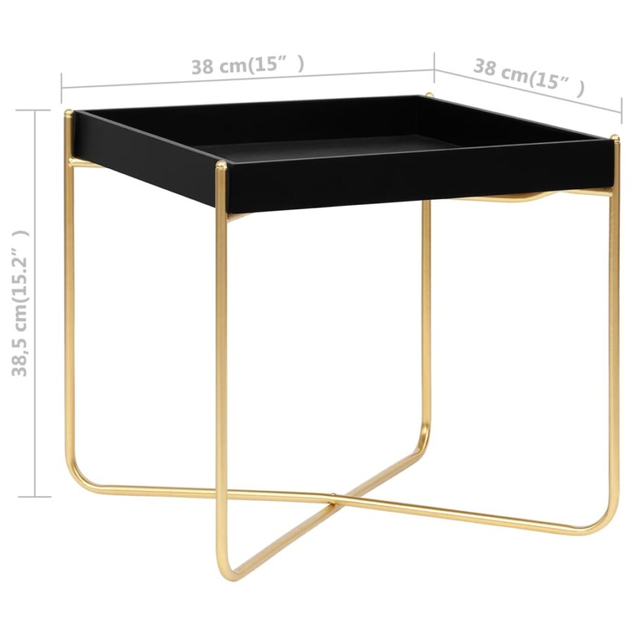 Bijzettafel 38x38x38,5 cm MDF zwart en goudkleurig - Afbeelding 7