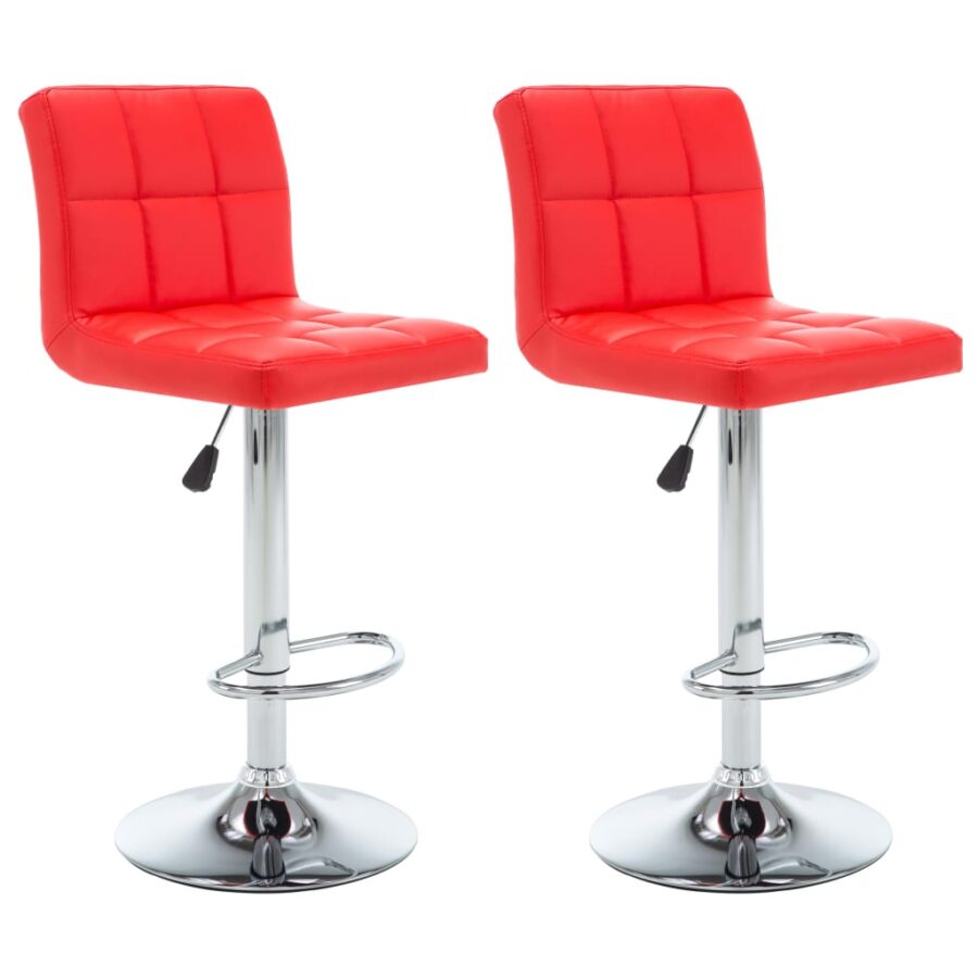 Barstoelen 2 st kunstleer rood - Afbeelding 2