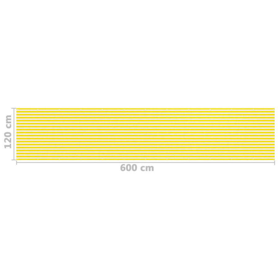 Balkonscherm 120x600 cm HDPE geel en wit - Afbeelding 5