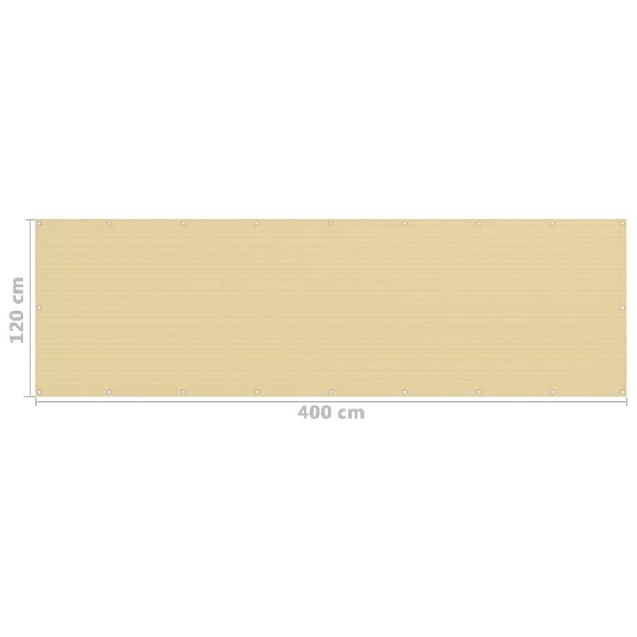 Balkonscherm 120x400 cm HDPE beige - Afbeelding 5