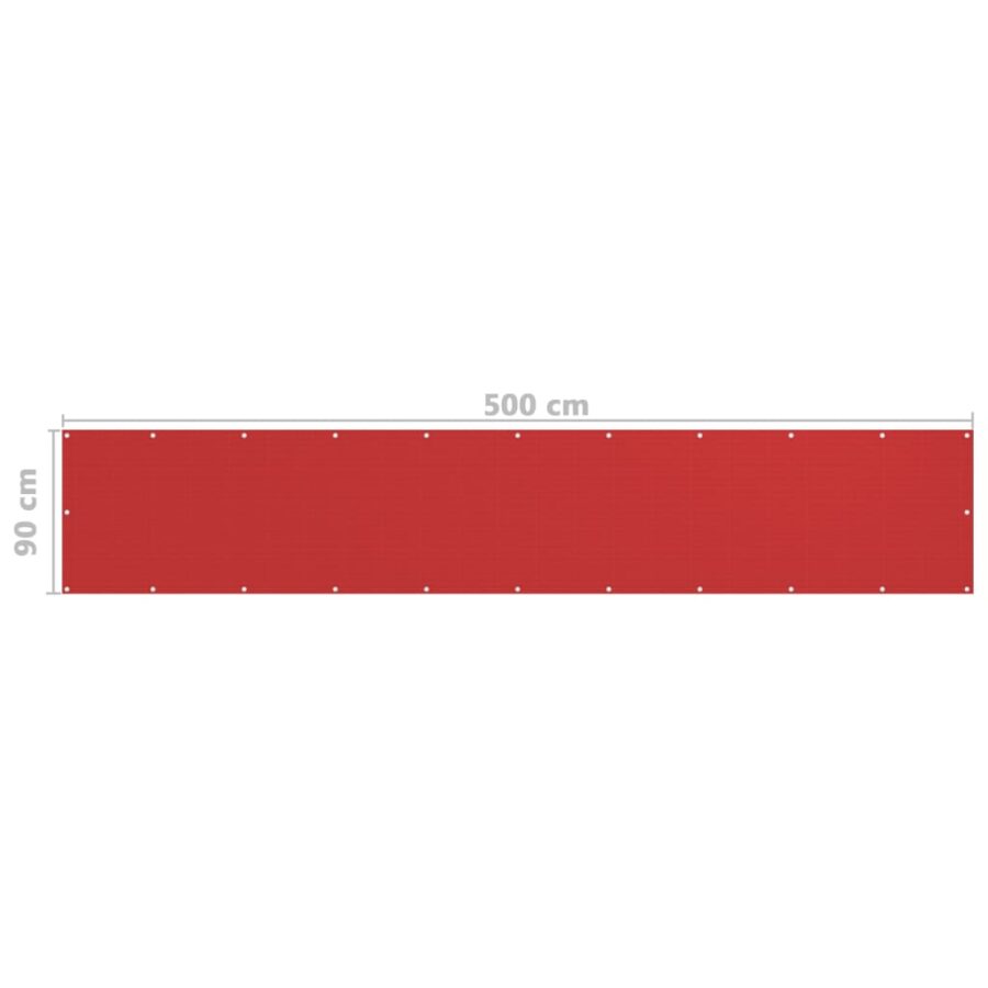 Balkonscherm 90x500 cm HDPE rood - Afbeelding 5