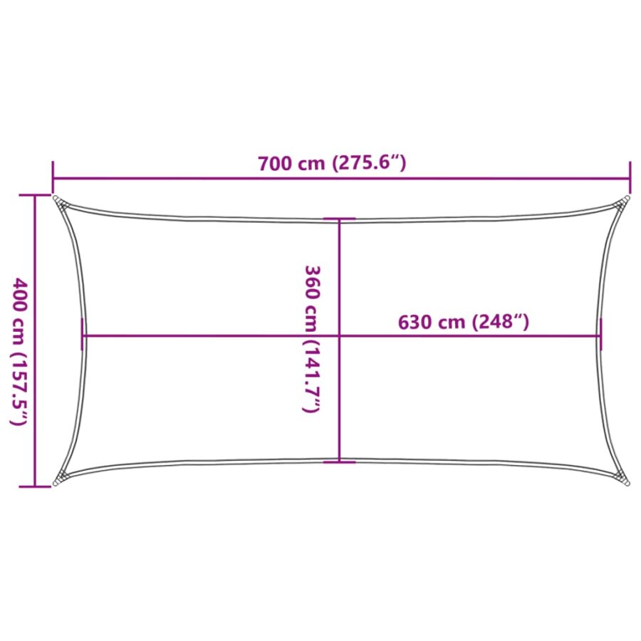 Zonnezeil 160 g/m² 4x7 m HDPE beige - Afbeelding 10