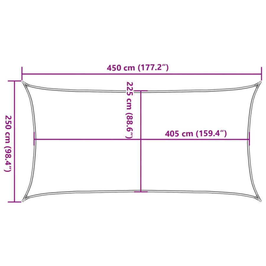 Zonnezeil 160 g/m² 2,5x4,5 m HDPE taupe - Afbeelding 10