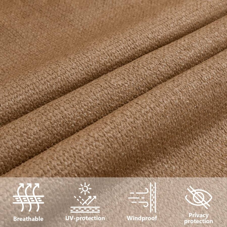 Zonnezeil 160 g/m² 5x5x6 m HDPE taupe - Afbeelding 11