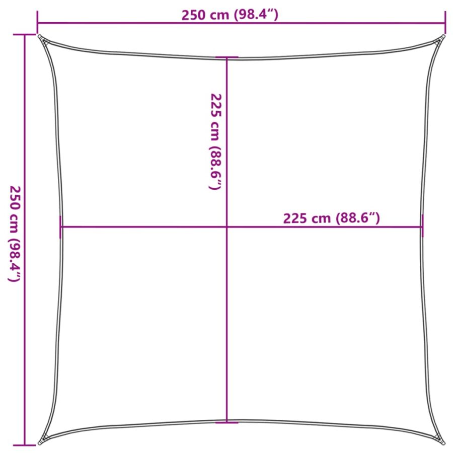 Zonnezeil 160 g/m² 2,5x2,5 m HDPE blauw - Afbeelding 10