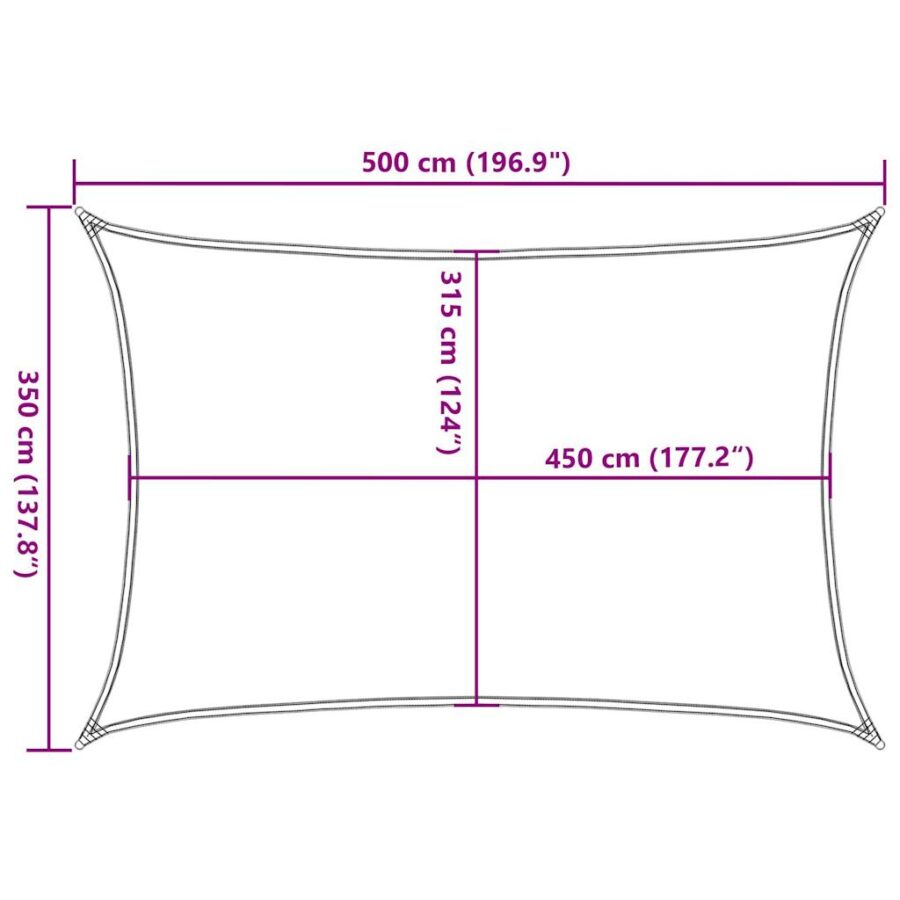 Zonnezeil 160 g/m² rechthoekig 3,5x5 m HDPE blauw - Afbeelding 10
