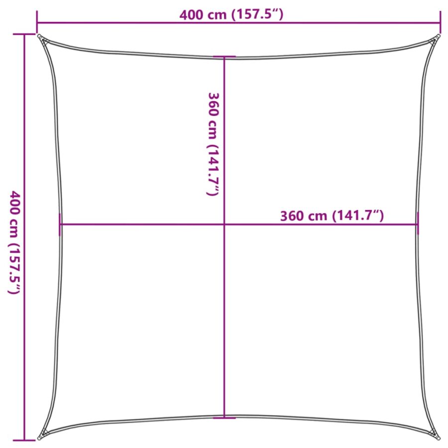 Zonnezeil 160 g/m² vierkant 4x4 m HDPE geel - Afbeelding 10
