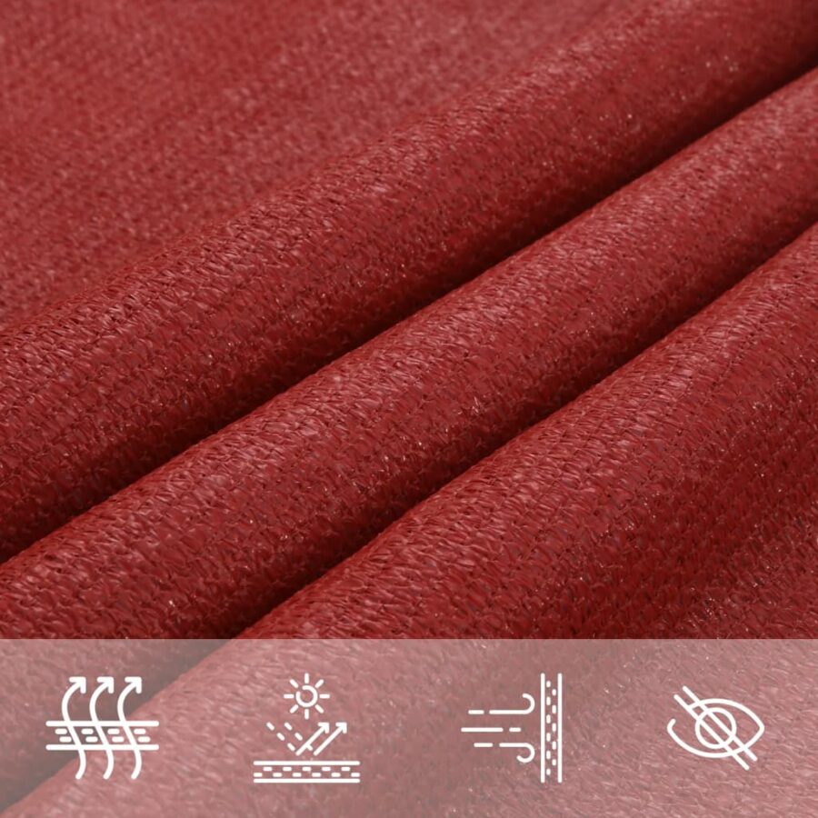 Zonnezeil 160 g/m² 3x5 m HDPE rood - Afbeelding 7