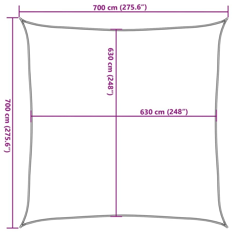 Zonnezeil 160 g/m² 7x7 m HDPE zwart - Afbeelding 10