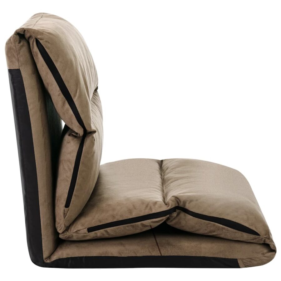 Vloerstoel inklapbaar microvezel taupe - Afbeelding 6