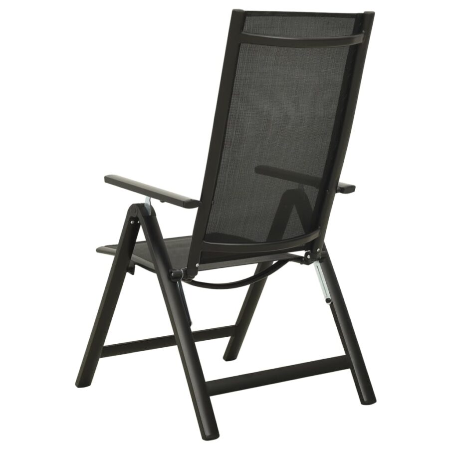 Tuinstoelen 2 st inklapbaar textileen aluminium zwart - Afbeelding 4