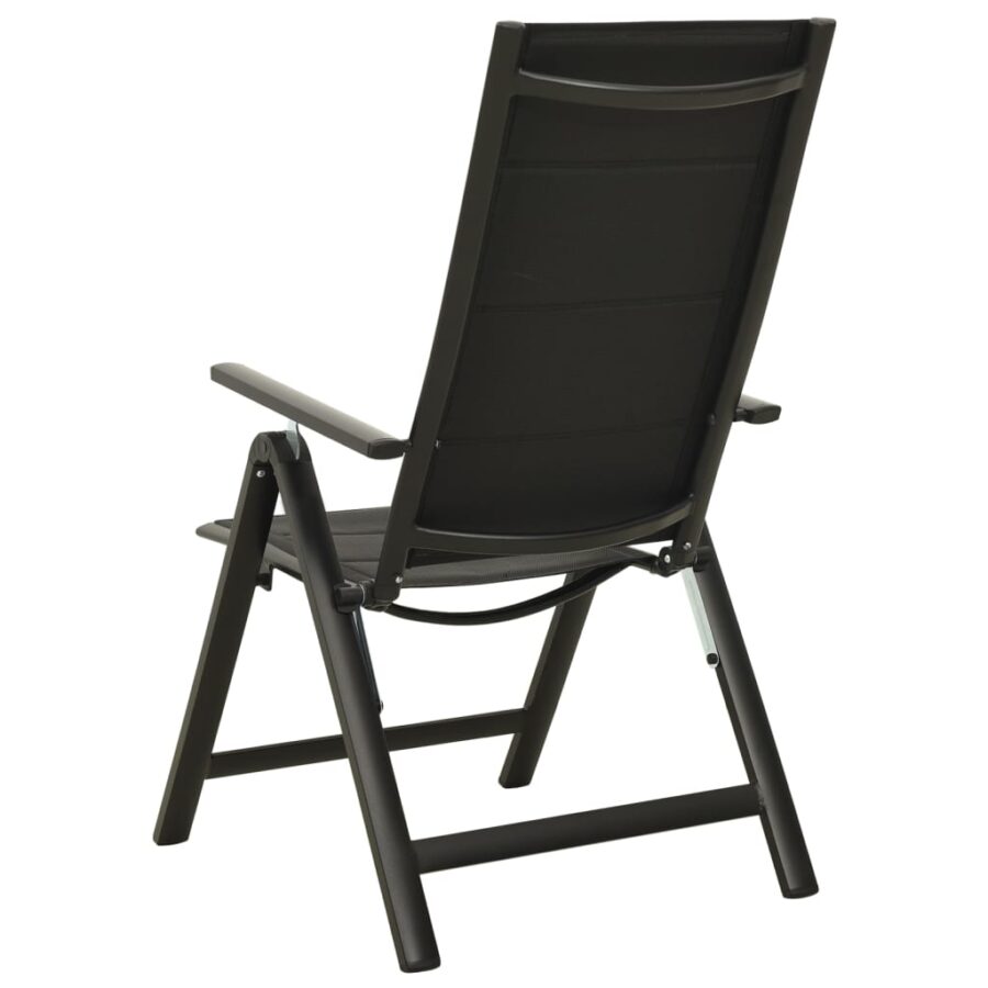 Tuinstoelen 2 st inklapbaar textileen aluminium zwart - Afbeelding 4
