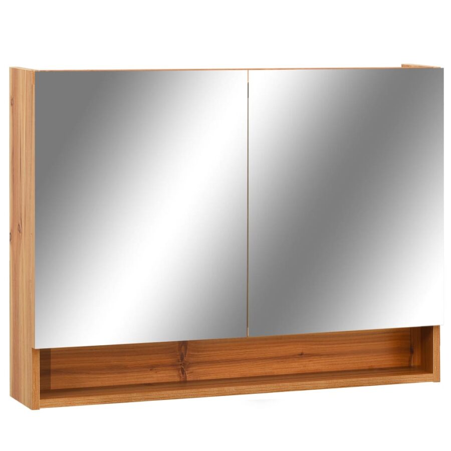 Badkamerspiegelkast LED 80x15x60 cm MDF eikenkleurig - Afbeelding 2