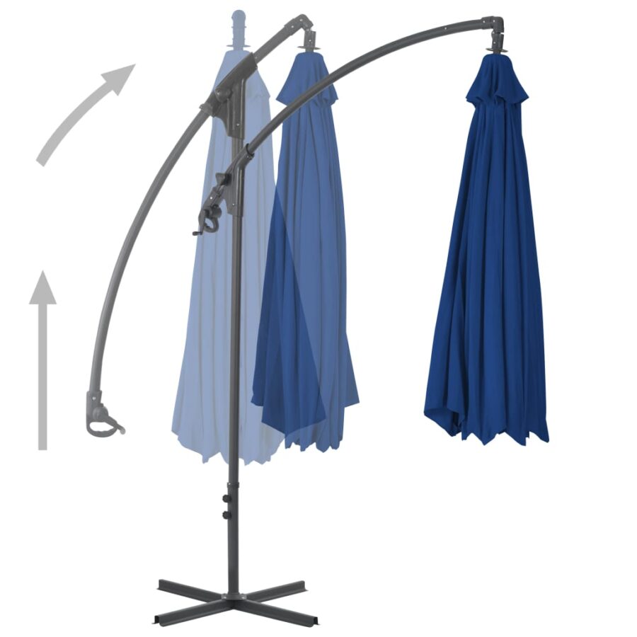 Zweefparasol met stalen paal 300 cm azuurblauw - Afbeelding 4