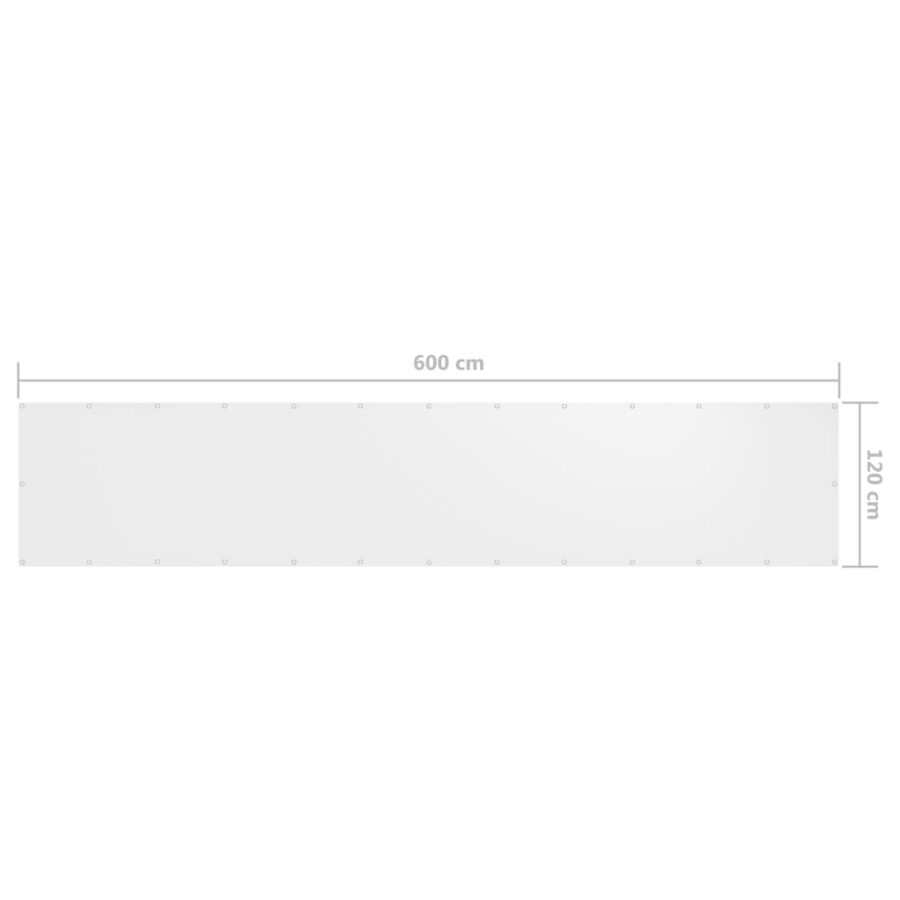 Balkonscherm 120x600 cm oxford stof wit - Afbeelding 5