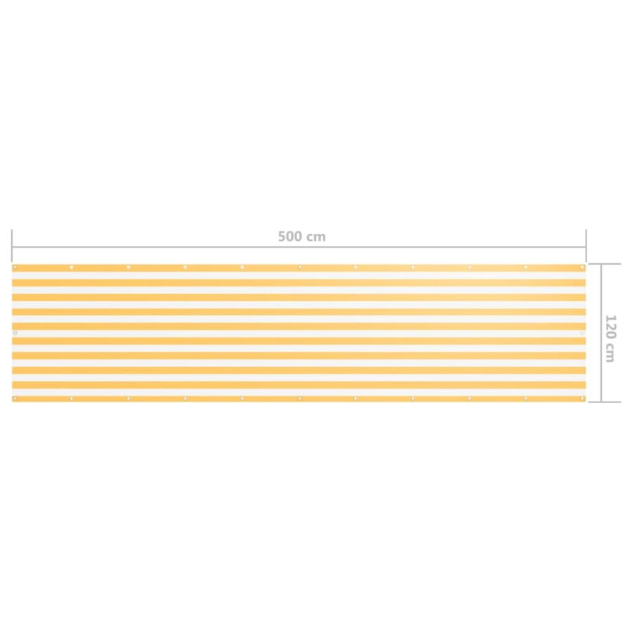 Balkonscherm 120x500 cm oxford stof wit en geel - Afbeelding 5
