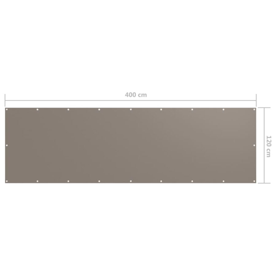 Balkonscherm 120x400 cm oxford stof taupe - Afbeelding 5