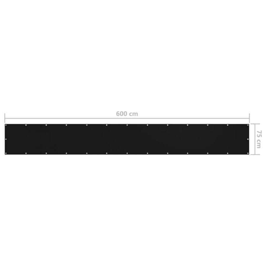 Balkonscherm 75x600 cm oxford stof zwart - Afbeelding 5