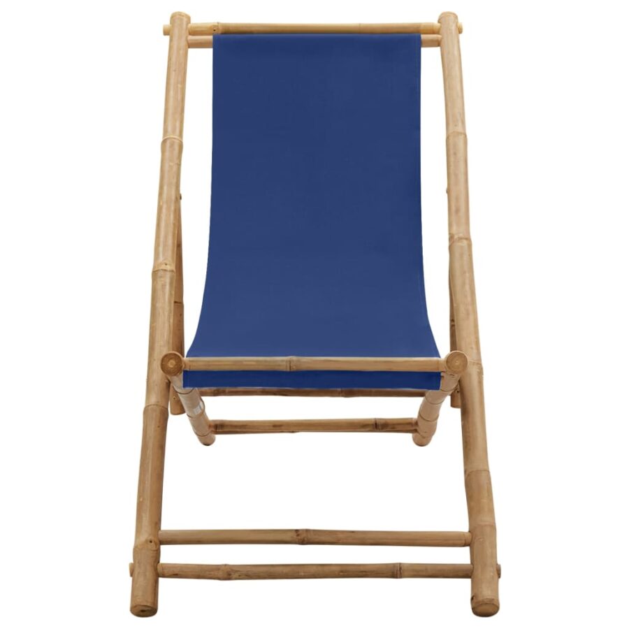 Ligstoel bamboe en canvas marineblauw - Afbeelding 2