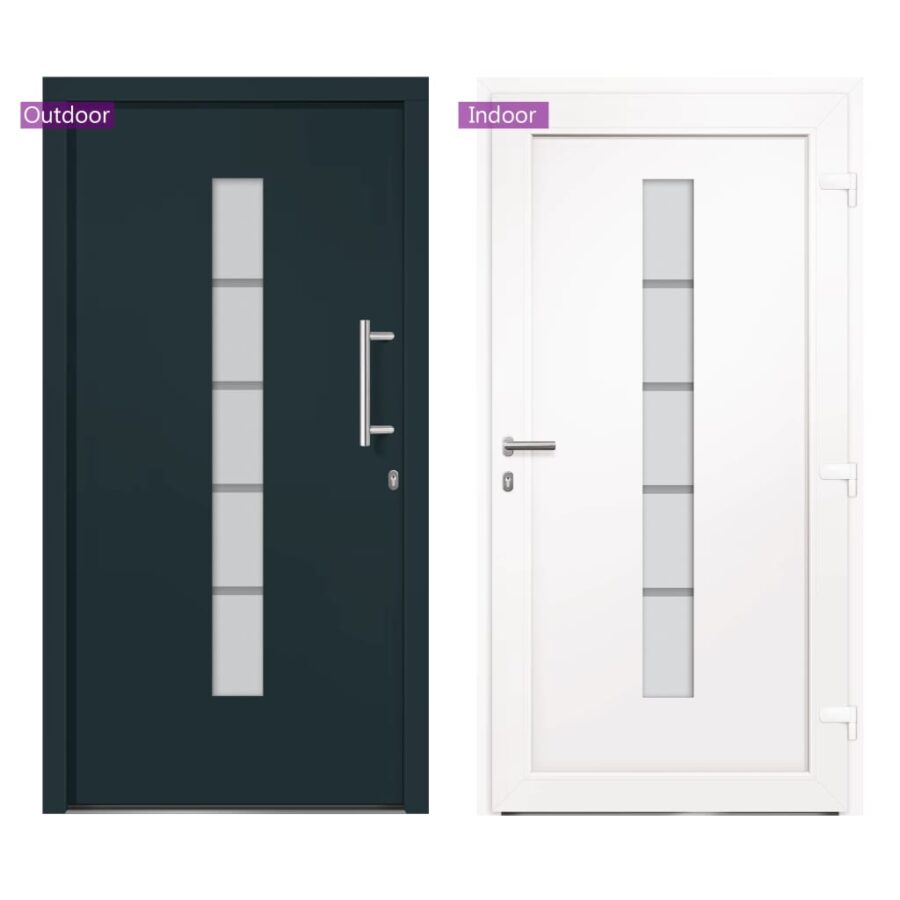 Voordeur 100x210 cm aluminium en PVC antraciet - Afbeelding 7