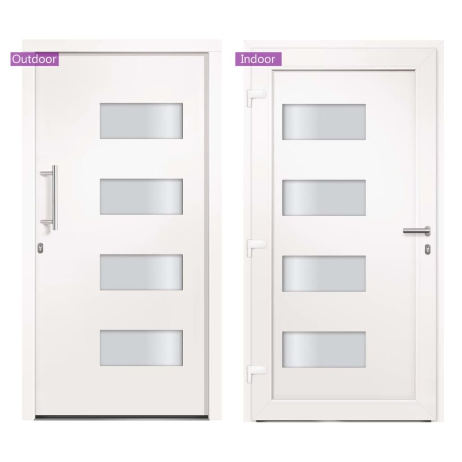 Voordeur 100x200 cm aluminium en PVC wit - Afbeelding 7