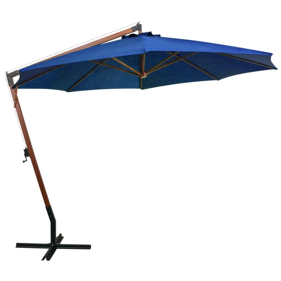 Zweefparasol met paal 3,5x2,9 m massief vurenhout azuurblauw - Afbeelding 2