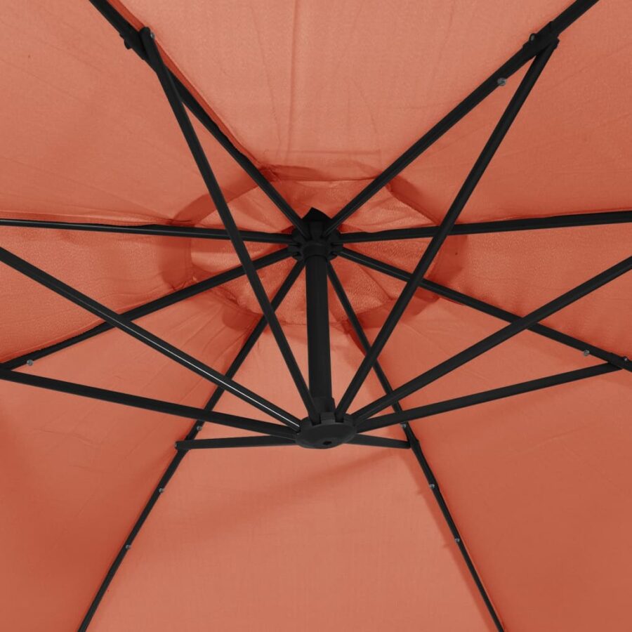 Zweefparasol met LED-verlichting en stalen paal terracottakleur - Afbeelding 8