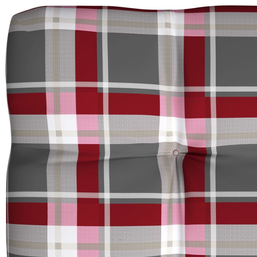 Bankkussens pallet 7 st ruitpatroon rood - Afbeelding 7