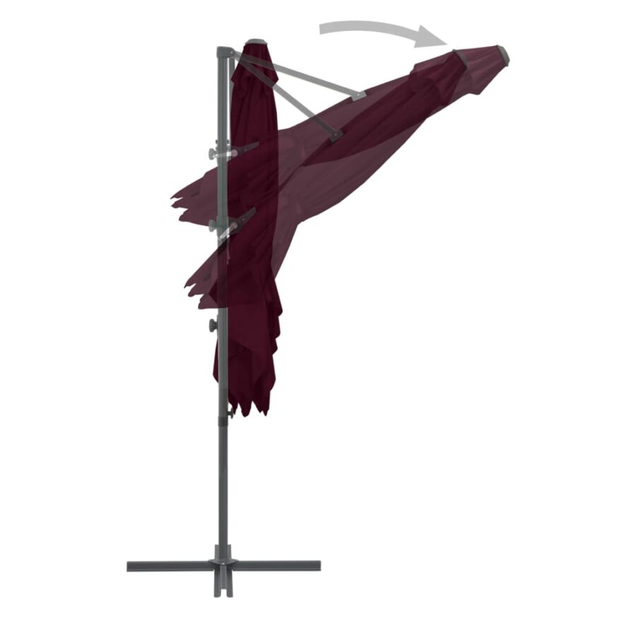 Zweefparasol met stalen paal 250x250 cm bordeauxrood - Afbeelding 5