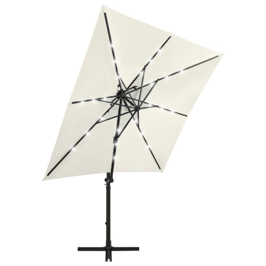 Zweefparasol met paal en LED-verlichting 250 cm zandkleurig - Afbeelding 2