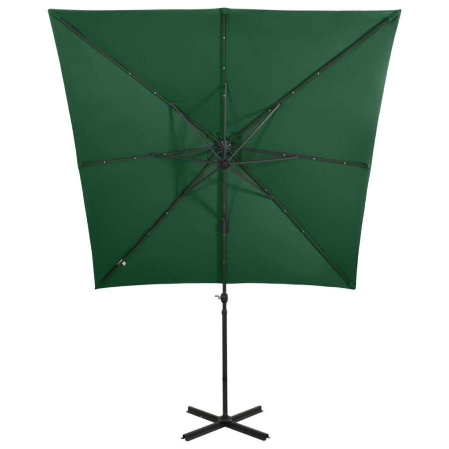Zweefparasol met paal en LED-verlichting 250 cm groen - Afbeelding 5
