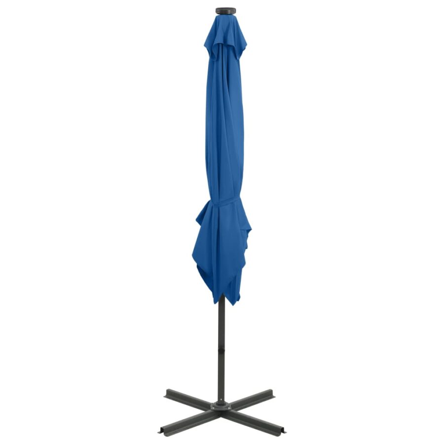 Zweefparasol met paal en LED-verlichting 250 cm azuurblauw - Afbeelding 7
