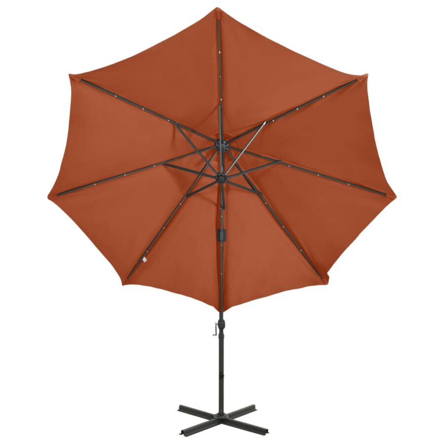 Zweefparasol met paal en LED-verlichting 300 cm terracottakleur - Afbeelding 5