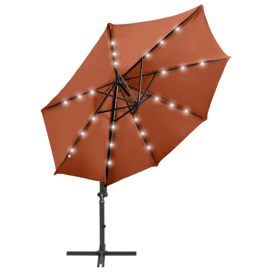 Zweefparasol met paal en LED-verlichting 300 cm terracottakleur - Afbeelding 6