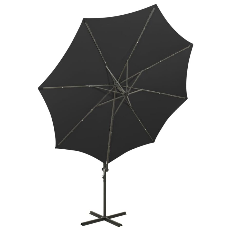 Zweefparasol met paal en LED-verlichting 300 cm zwart - Afbeelding 4
